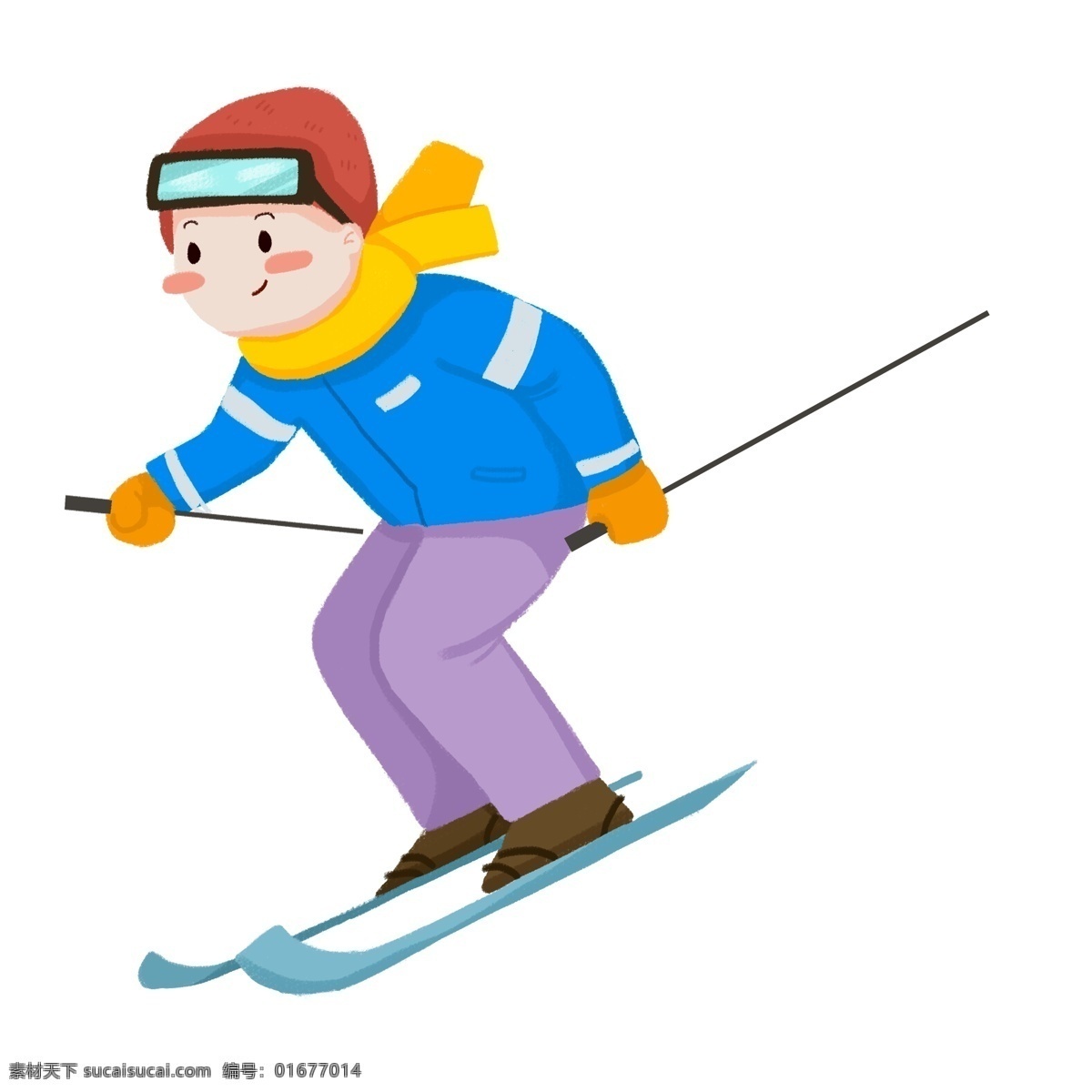 冬天 开心 滑雪 少年 商用 元素 冬季 插画 人物 运动 卡通 儿童