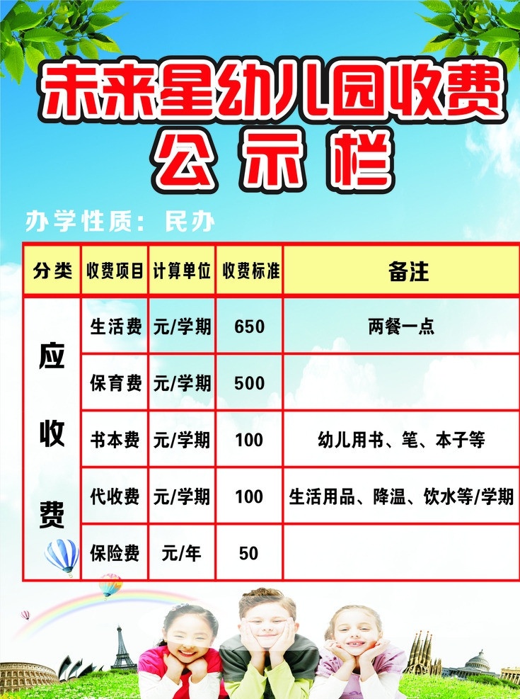 未来 星 幼儿园 收费 公示栏 未来星幼儿园 未来星 应收费 学校 矢量