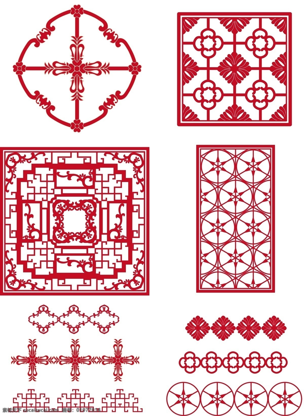 复古 雕花 窗 元素 套 图 中国风 红色 镂空 玄关 中式 喜庆 剪纸 边框 纹理边框