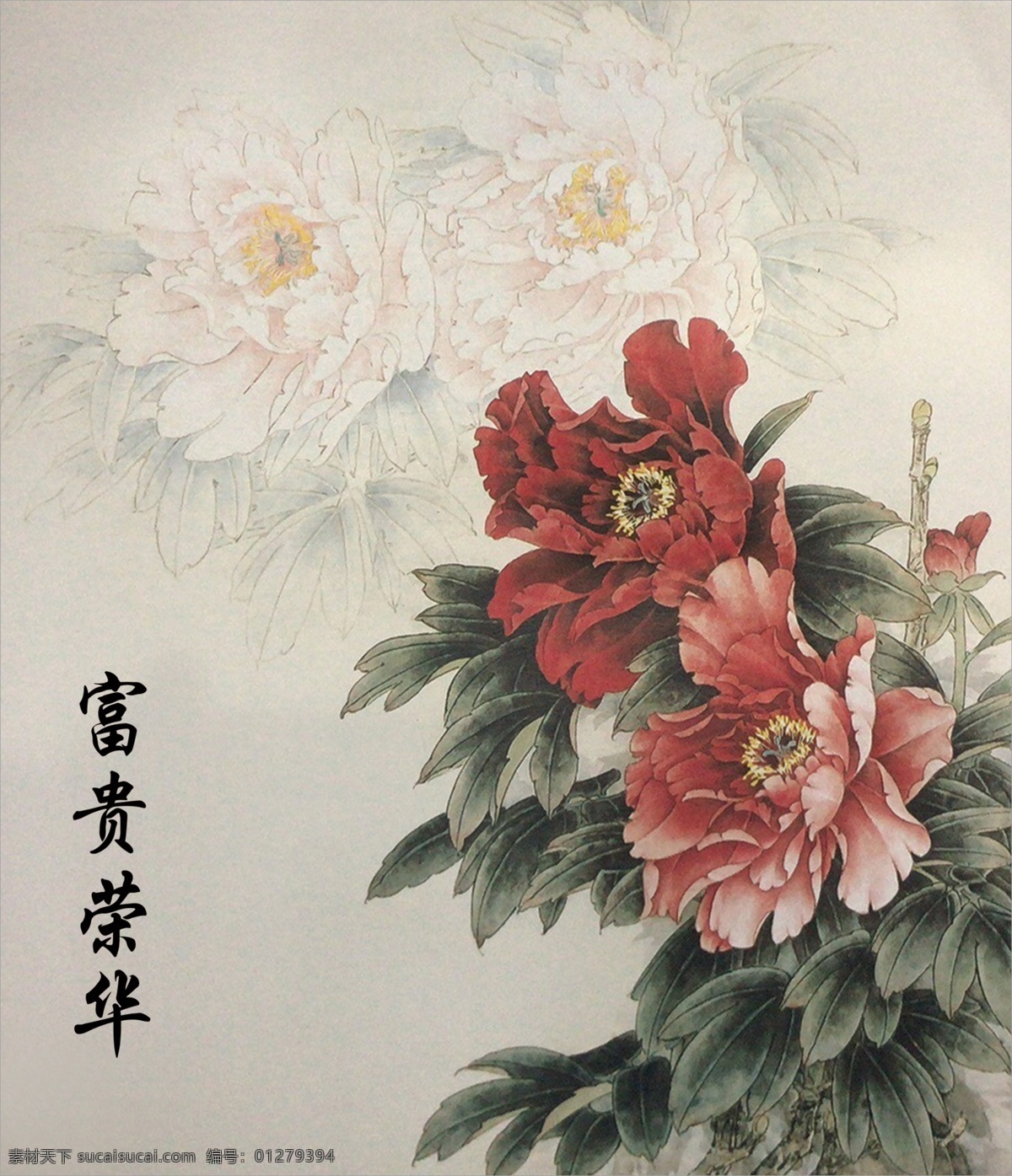 牡丹花 花好月圆 花 花画 绘画