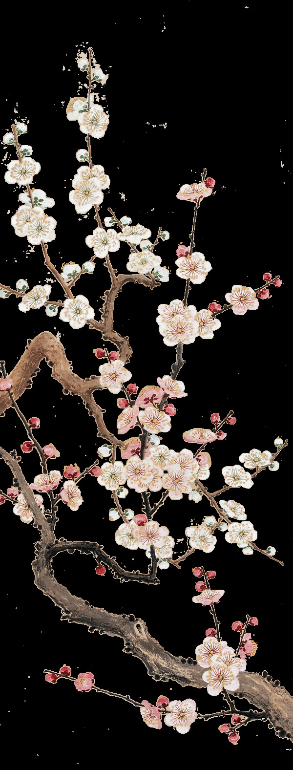 水墨 手绘 樱花 树枝 设计素材 花瓣 浪漫背景 花枝 装饰元素 樱花树枝 樱花素材 水彩 水墨樱花