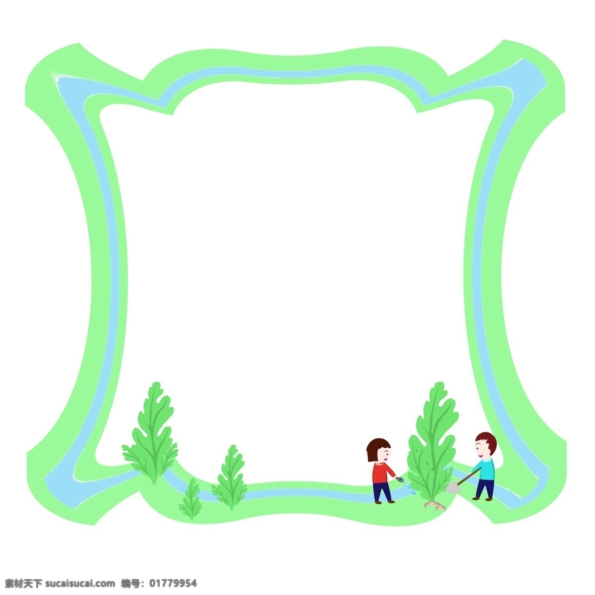 植树节 主题 边框 手绘 风格 植树 手绘边框 树林 绿色 绿化 环保 地球 植被 河流 植树节边框