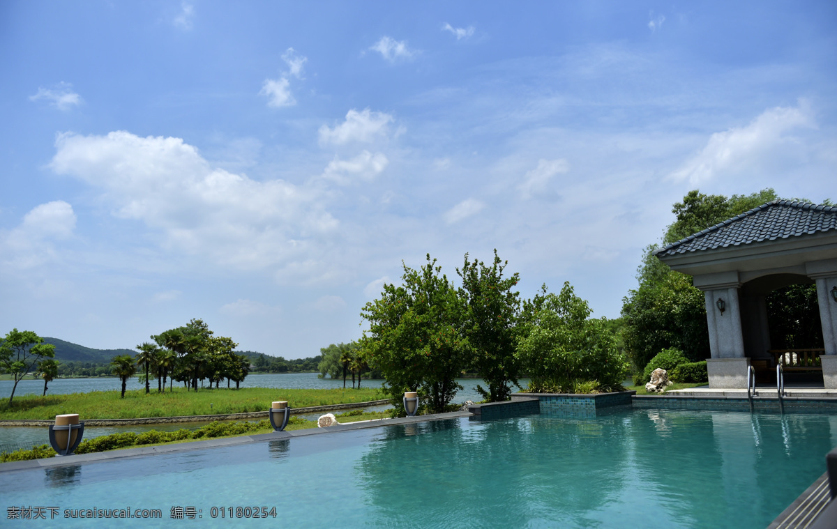 天蓝 水 蓝 私家 泳池 高尔夫 球场 美景 南京 湖 草坪 别墅 航拍 酒店 旅游摄影 国内旅游