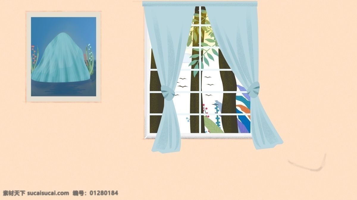简约 家居 窗帘 壁画 背景 海报背景 广告 背景图 清新背景 清新 家居背景 banner psd背景 背景素材下载 彩色背景 背景设计 手绘