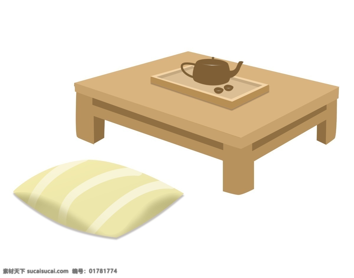 日本 桌子 茶具 垫子 实木桌子 日本桌子 坐垫 席地而坐 一套茶具 茶壶 喝茶