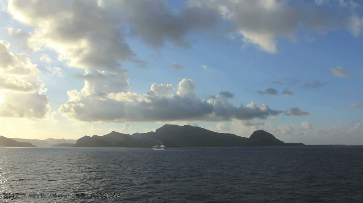 距离 股票 视频 岛 波浪 船 岛屿 海 海洋 景观 热带 游船 胡阿希内岛 法属波利尼西亚 水 cruiseliner 其他视频