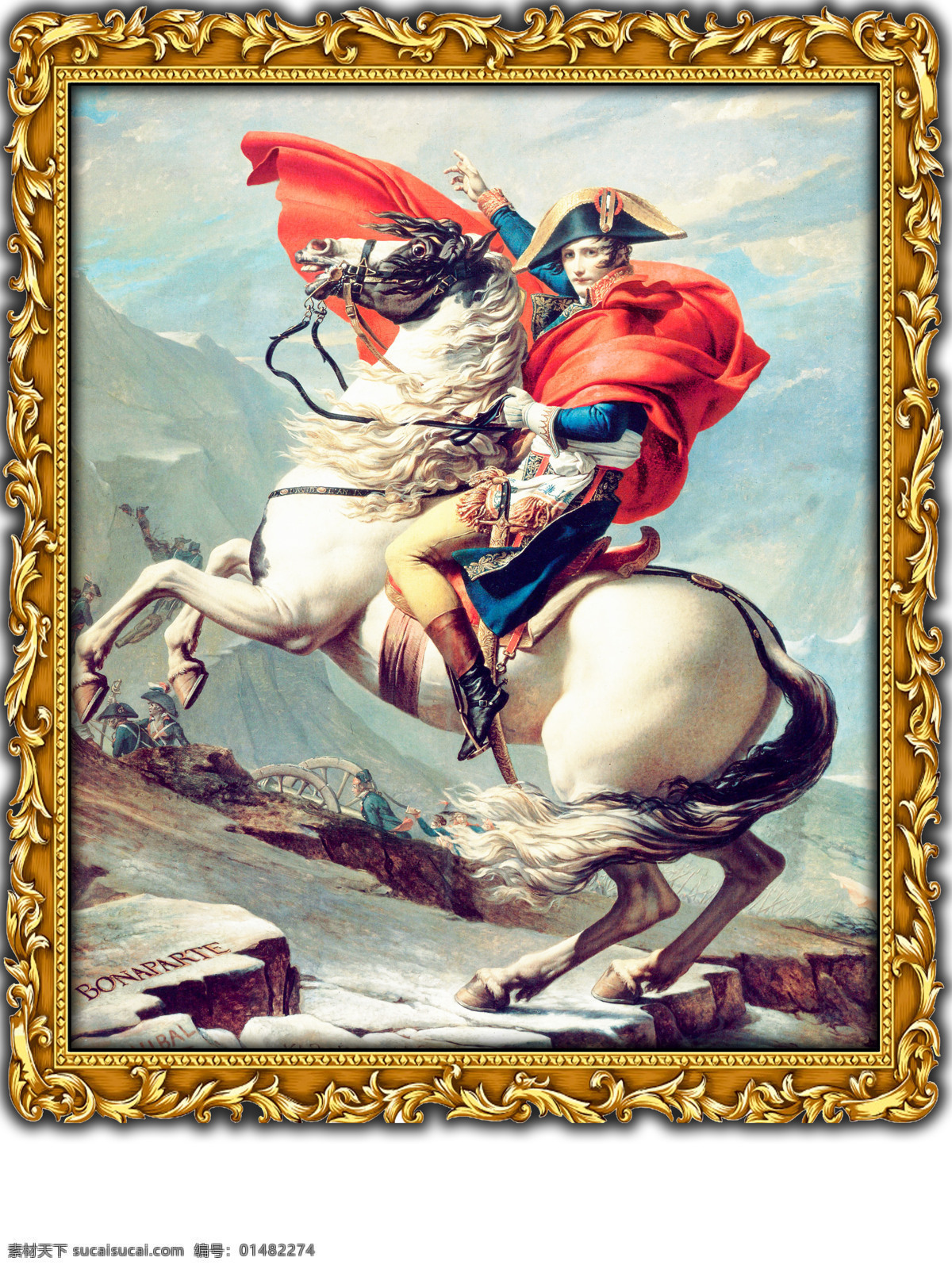 拿破仑背景墙 马 拿破仑 背景墙画 白色