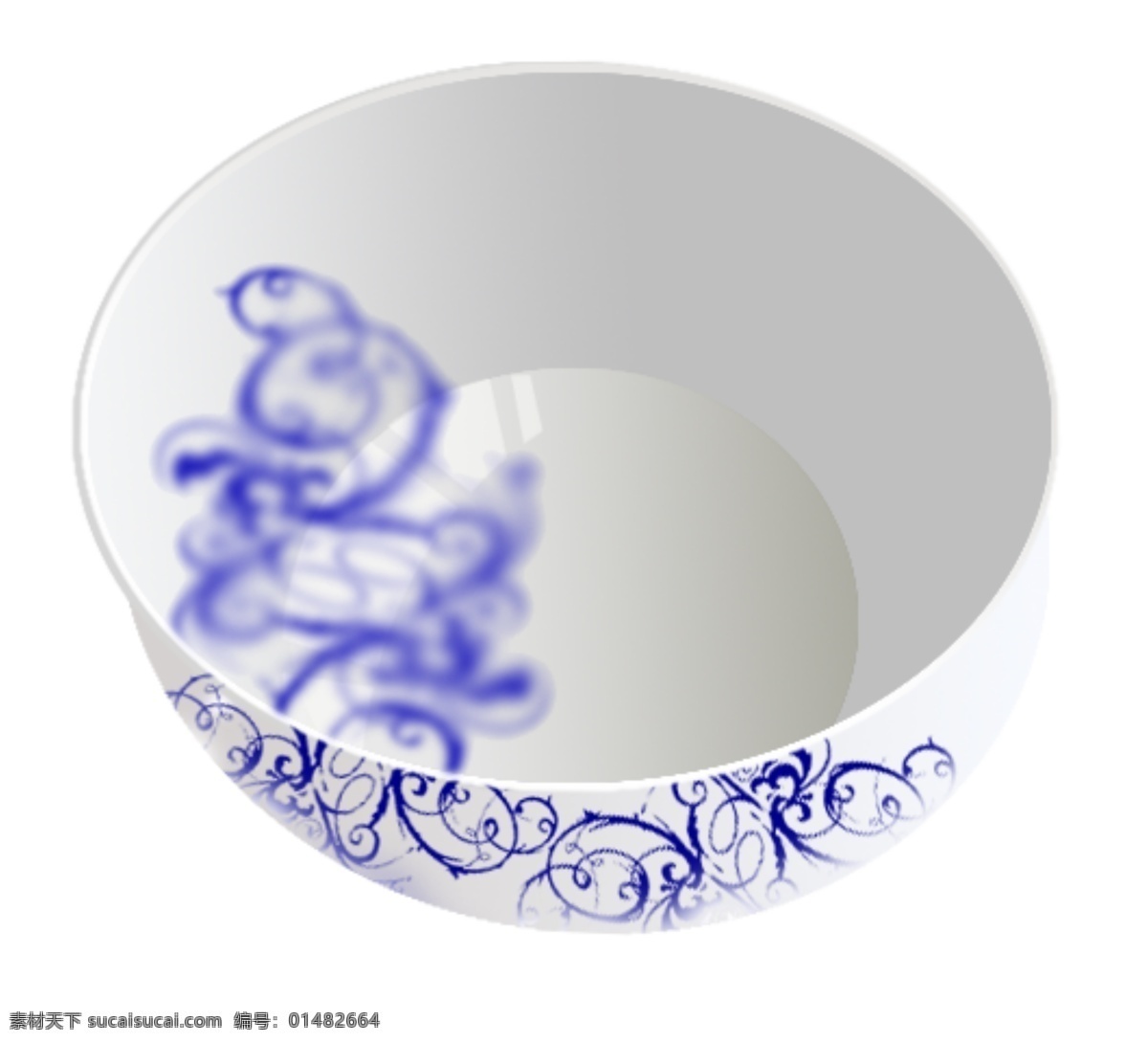 水墨 碗 青花瓷 水墨风 中国风 psd源文件
