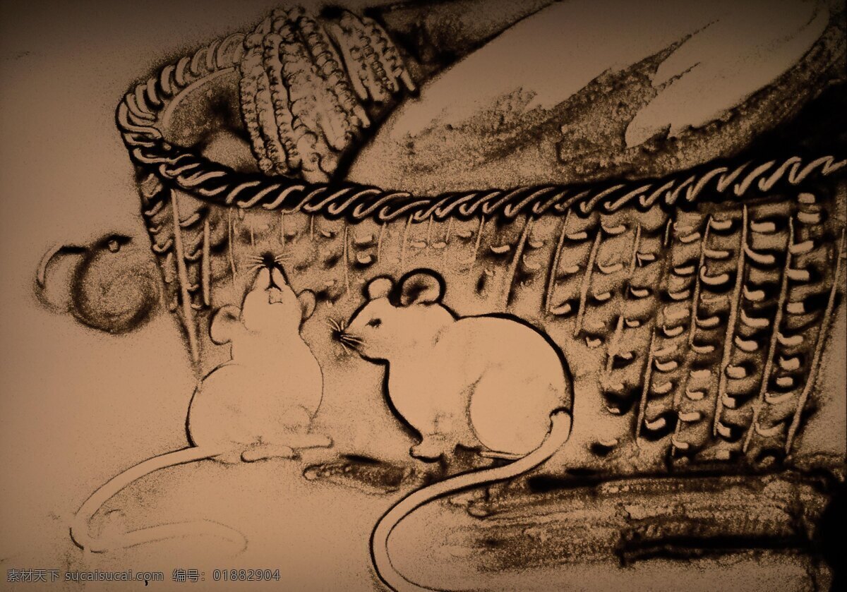 沙画 老鼠 绘画 传统 艺术 文化艺术 绘画书法