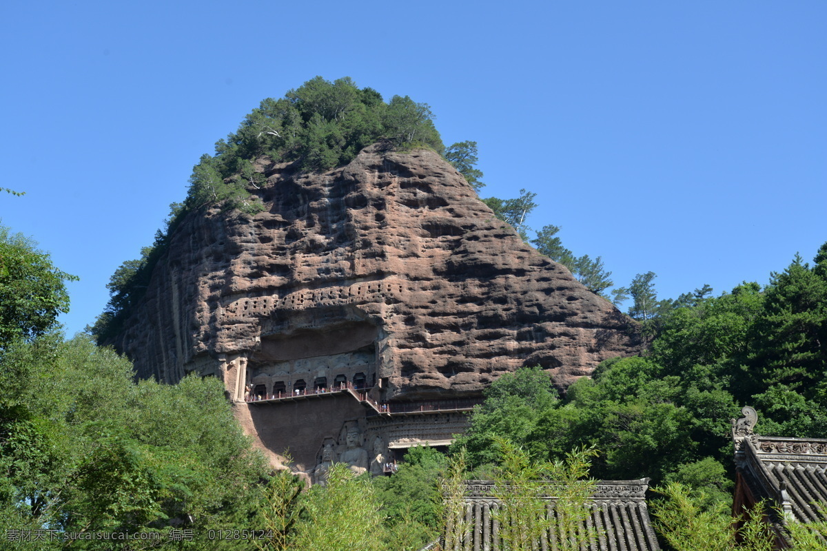 麦积山风光 麦积山 栈道 悬空 石窟 雕像 旅游摄影 国内旅游