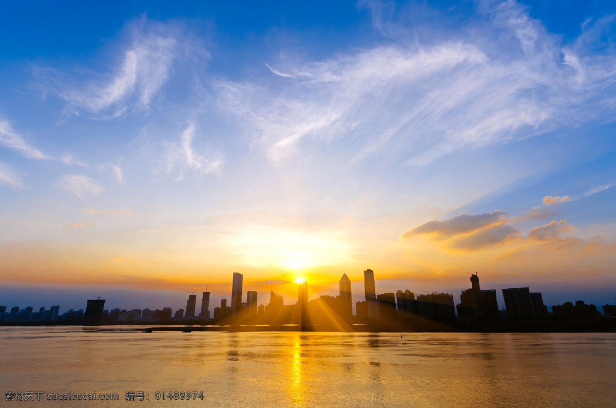 夕阳 下 城市 风景 城市风景 夕阳景观 自然景色 山水风景 风景图片