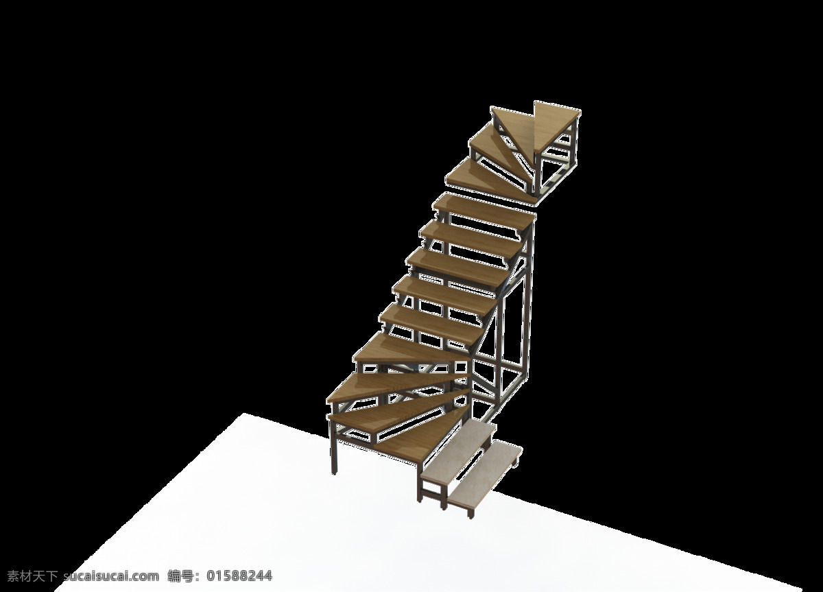 住宅楼梯结构 楼梯 sldasm 白色