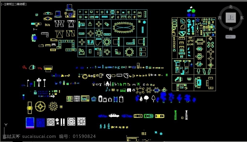 室内 平面 库 装修 组成 dwg cad2007 黑色