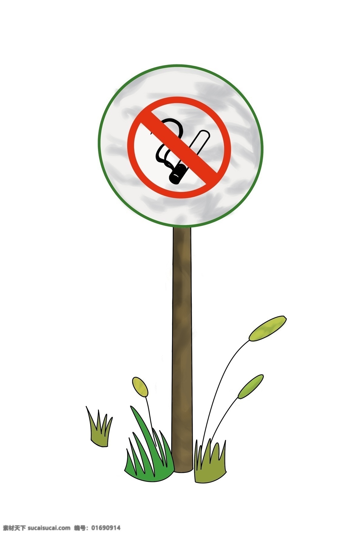 禁止吸烟标志 香烟 圆形 警示牌