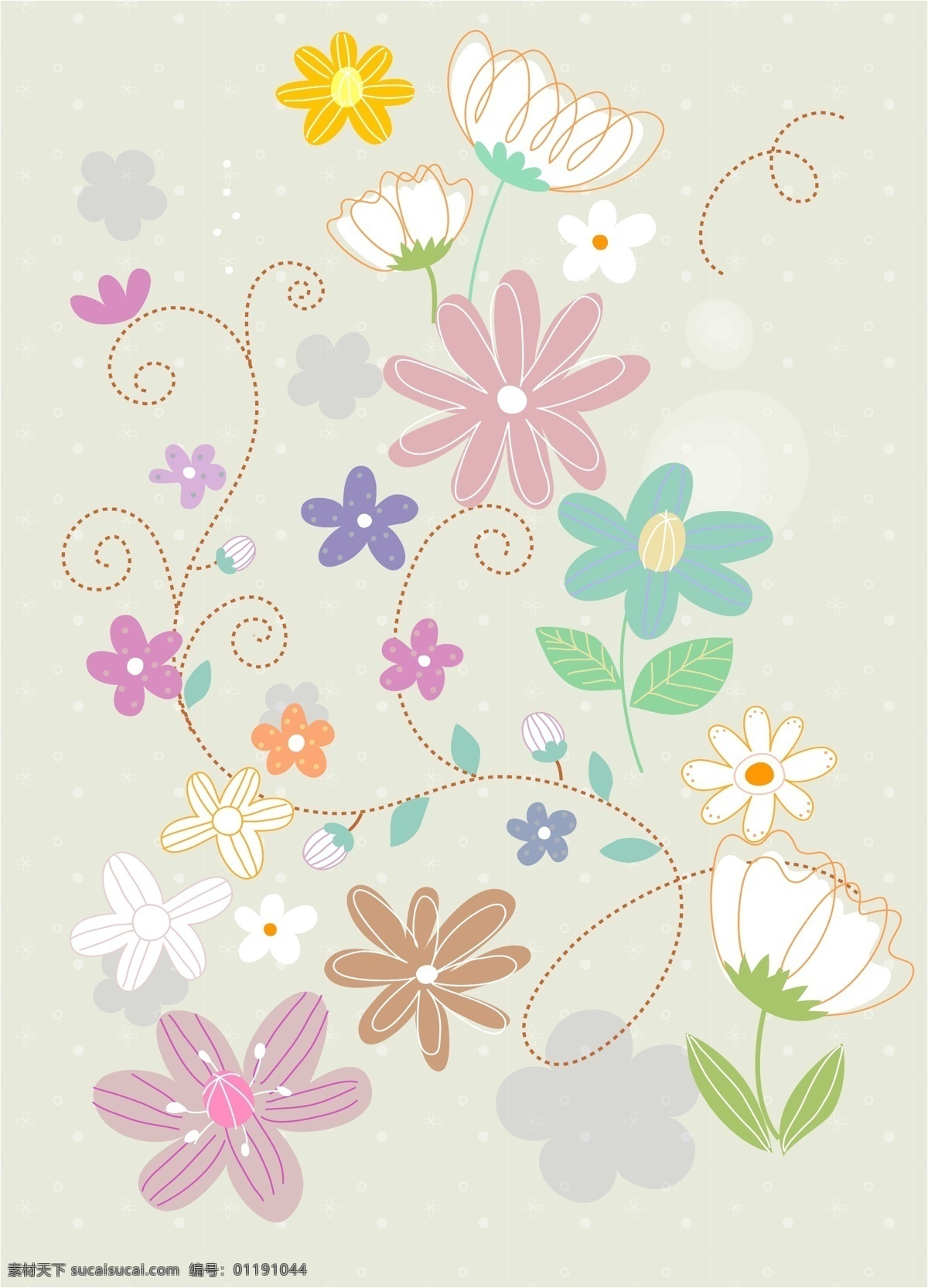 矢量 花朵 图案 背景 时尚花纹 矢量花朵 时尚潮流花纹 矢量花卉植物 背景图案 花草树木 生物世界 矢量素材 白色