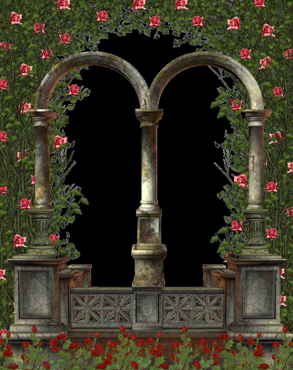 欧式 花园 创意 拱桥 门 元素 花朵 后花园 玫瑰