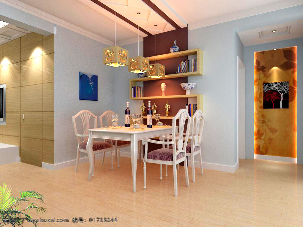 餐厅免费下载 3d设计 3d效果图 3d作品 餐厅 室内设计 玄关 家居装饰素材