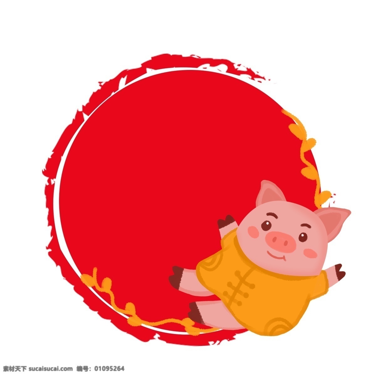 2019 新 中式 猪年 边框 红色 中国风 新中式 生肖 猪 彩色边框 矢量对话框 除夕 拜年 庆祝