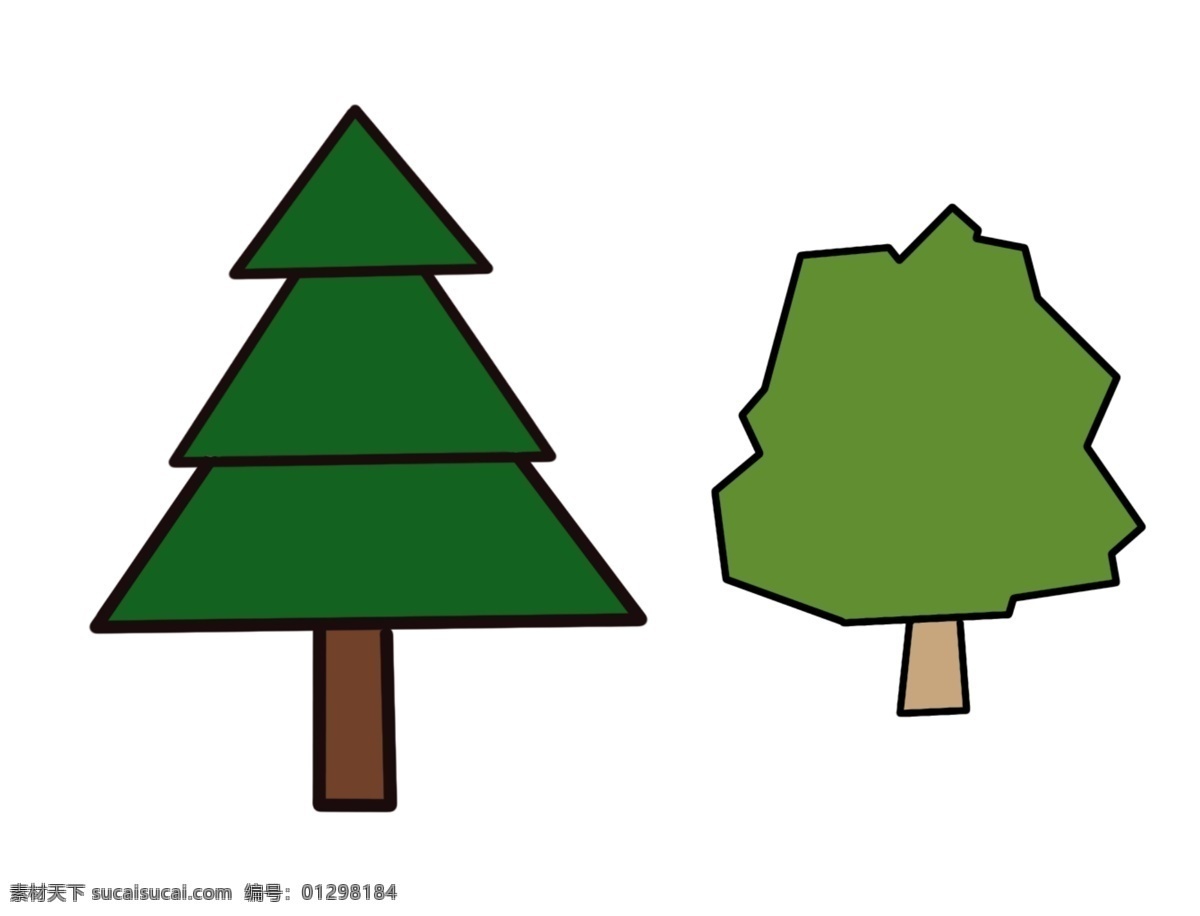 松树 灌木 树 大树 小树 绿叶树 卡通树 儿童画 木 树木 生物世界 树木树叶