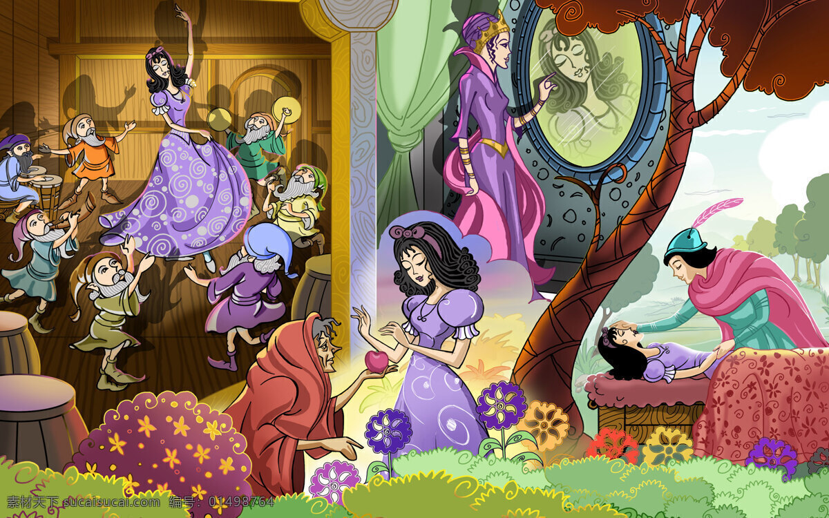 迪斯尼 卡通 人物 迪斯尼卡通 童话世界 童话小女孩 七个小矮人 花姑娘 儿童故事 白雪公主 动漫动画 动漫人物