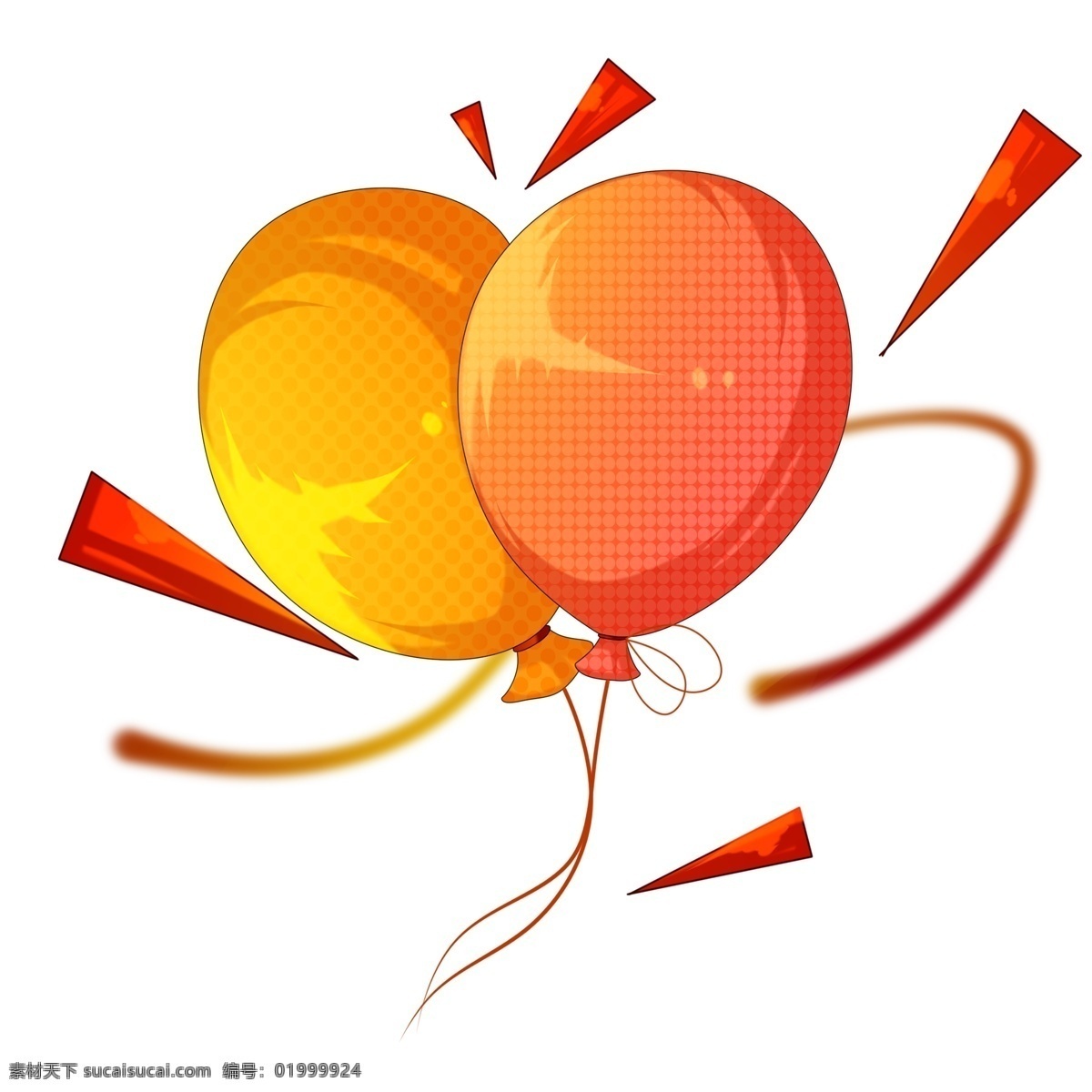 儿童玩具 气球 插画 红色气球 黄色气球 气球插图 红色丝带 插图 气球插画 黄色