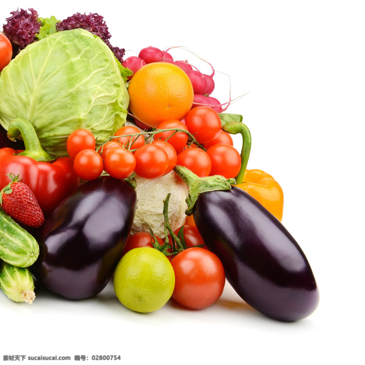 蔬菜水果摄影 新鲜蔬菜 包菜 茄子 番茄 蔬菜摄影 新鲜水果 水果摄影 水果蔬菜 餐饮美食 白色