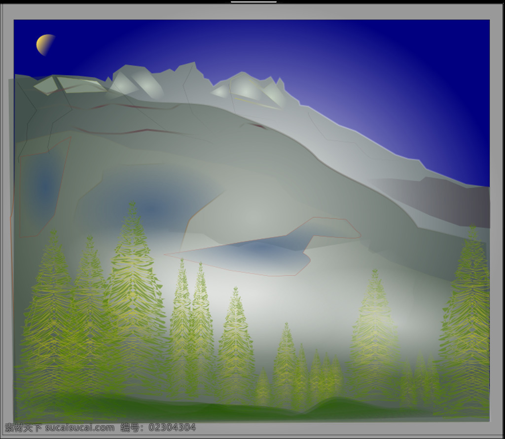 迷雾 森林 山峰 之间 和平 景观 树 雾 月亮 自然 图自由 图为社区 linux 平台 自由 山链 尊重自由 尊重自然 限制自由 插画集