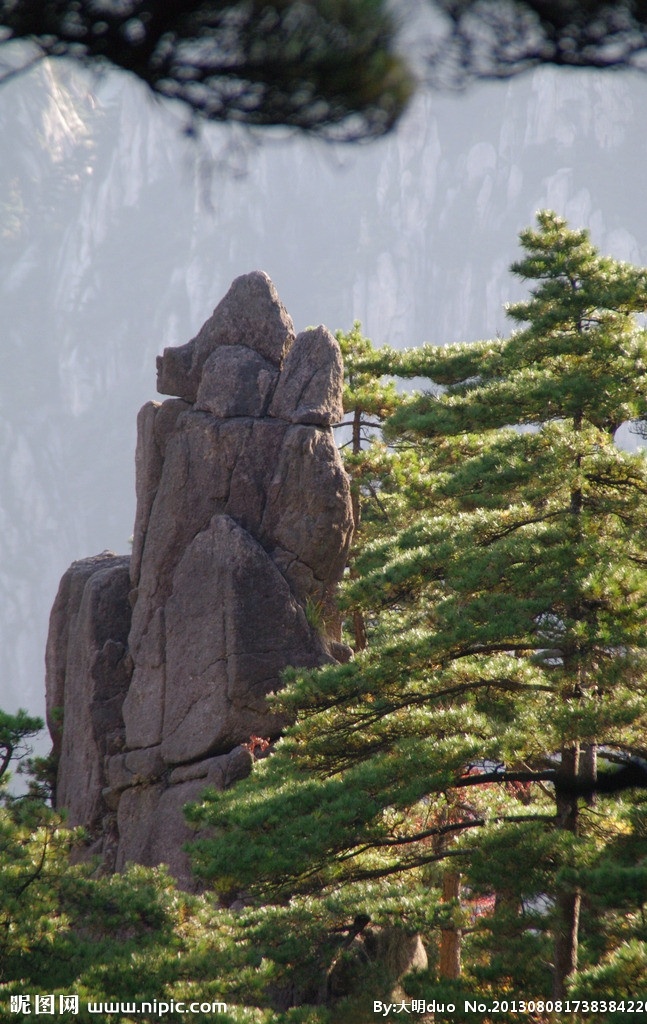 黄山 安徽 黄山松 松树 蓝天 怪石 石头 巨石 国内旅游 旅游摄影