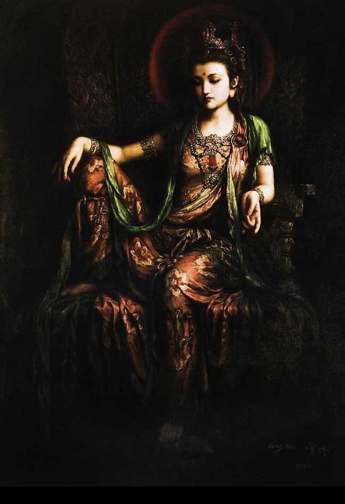 敦煌仕女 中国风 油画 文化 飞天舞 文化艺术 传统文化 敦煌仕女系列 设计图库