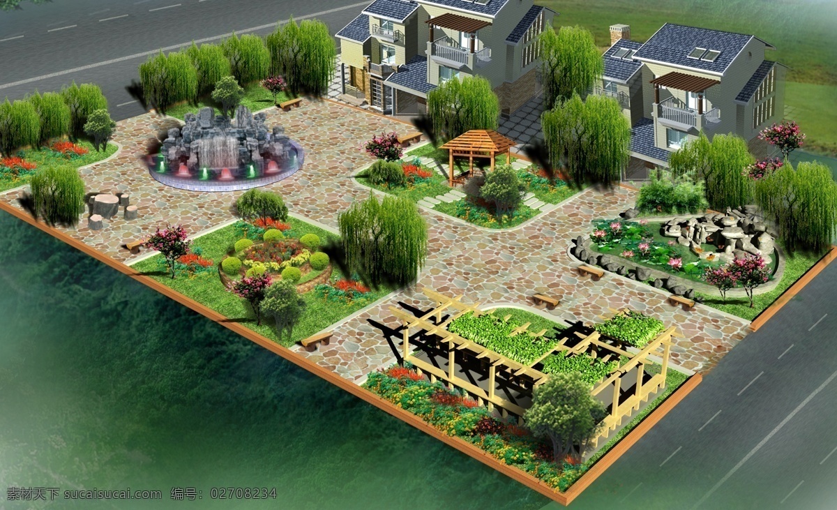 别墅 花园 效果图 3d效果图 原创设计 其他原创设计