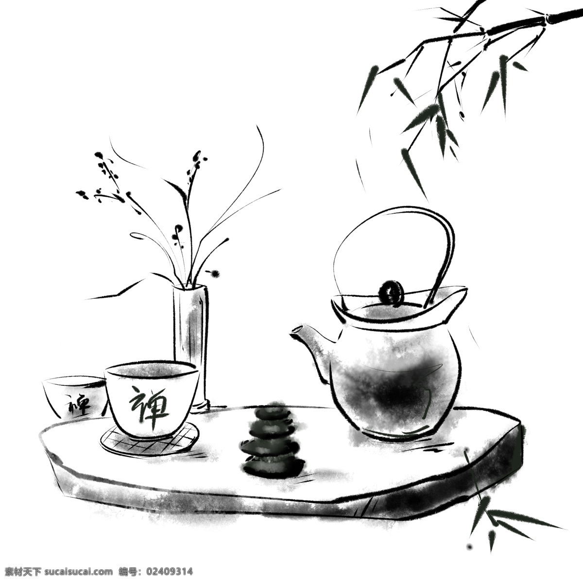 古风茶饮 茶壶 茶饮 古风 禅 古茶 茶 文化艺术 绘画书法