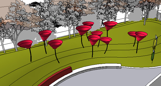 特色玫瑰雕塑 小品 sketchup 模型 雕塑 特色玫瑰 景观小品 公园 居住区 示范区 sketch 灰色