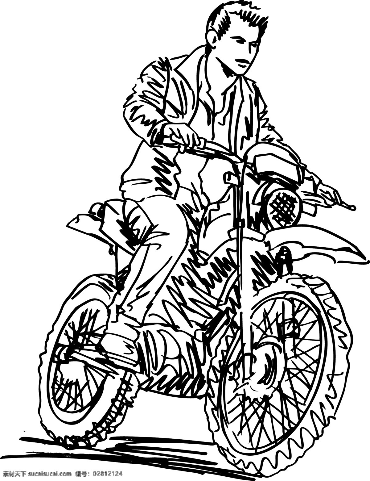 跟踪 矢量 插画 摩托车 自行车 速度 增加 草图 矢量图 日常生活
