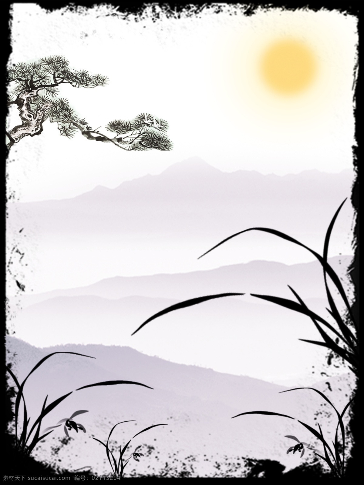 纯 原创 中国 风 古典 水墨 兰花 背景 中国风 山水 荷花 水墨背景 传统 松树 画板