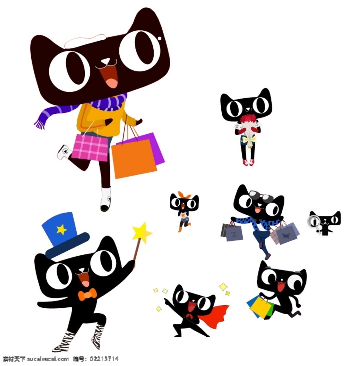 天猫 2015 卡通 形象 收集 促销 公仔 卡通形象 猫 淘宝素材 淘宝促销标签