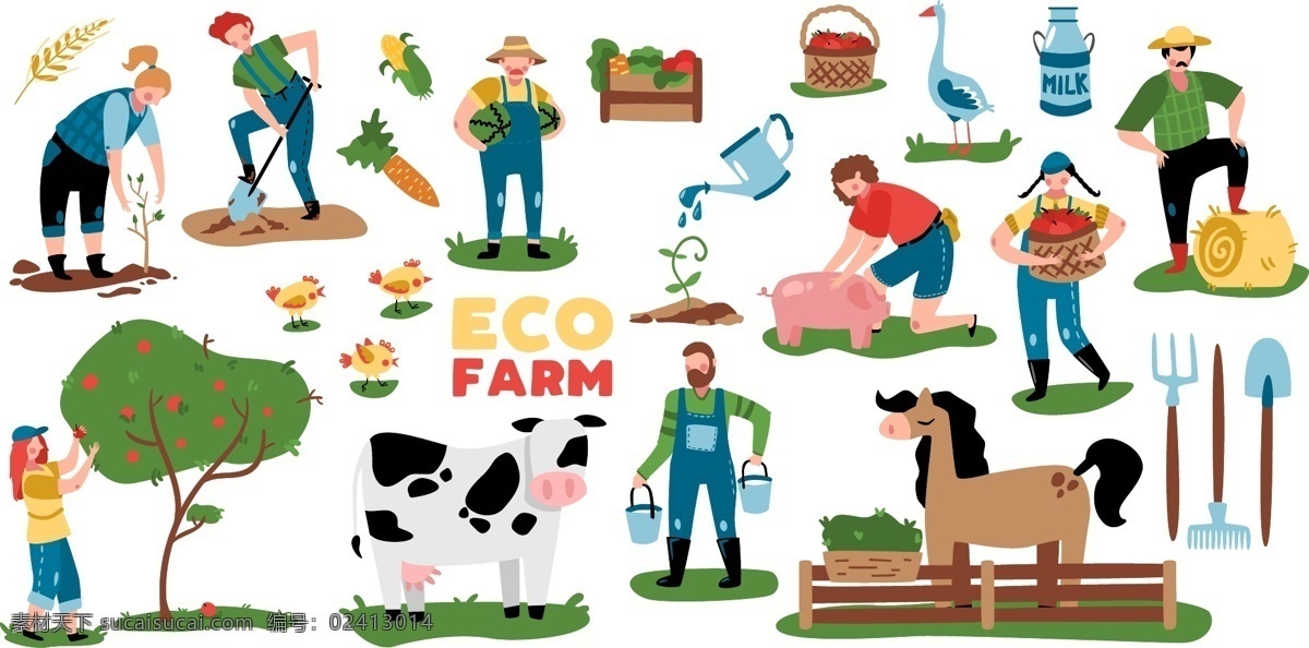 农场 人物 动物 植物 农场主 奶牛 马 养猪 农夫 耕种 胡萝卜 牛奶 蔬菜 生活百科 生活用品