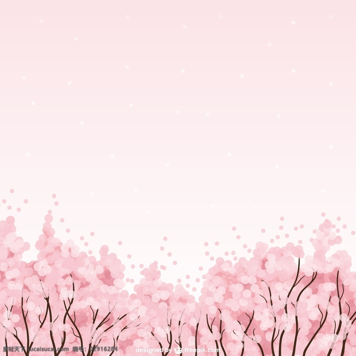 绚烂 粉色 樱花 海 矢量 春季 花海 初春 矢量图