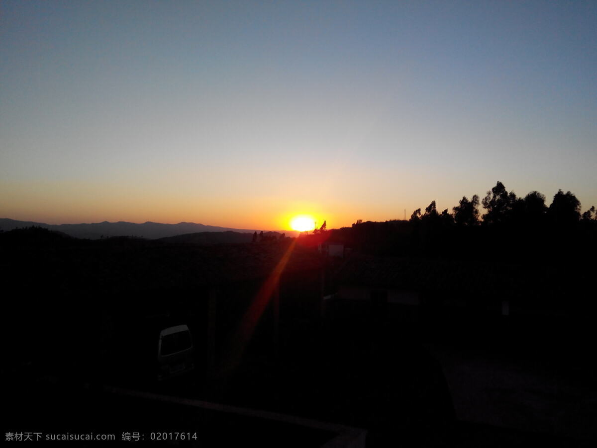 唯美 夕阳 风景图片 乡村 山峰 黄昏 日出