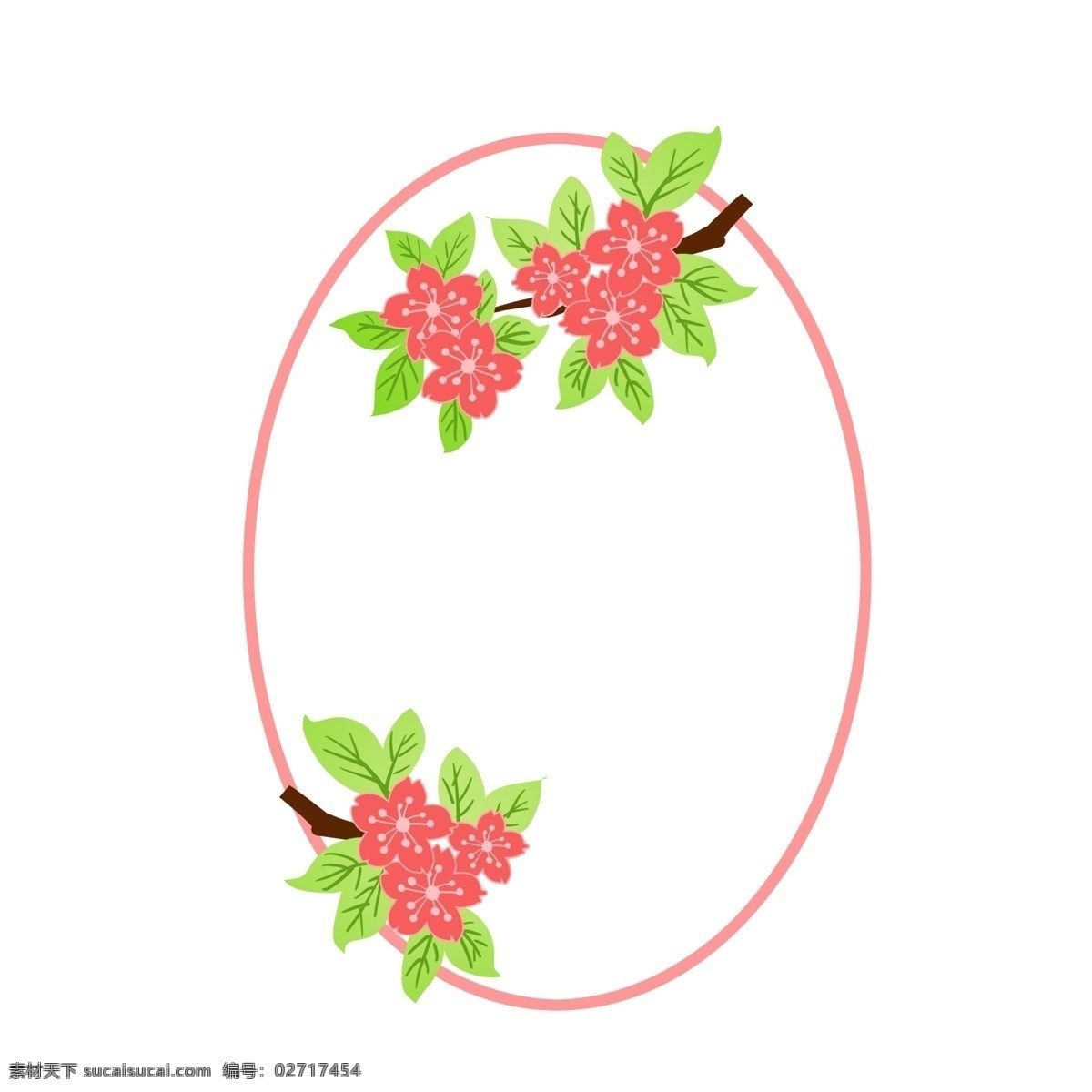 唯美 红色 花朵 边框 春季花朵 红色花朵 盛开的花朵 绿叶 植物边框 创意边框插画 卡通边框插画