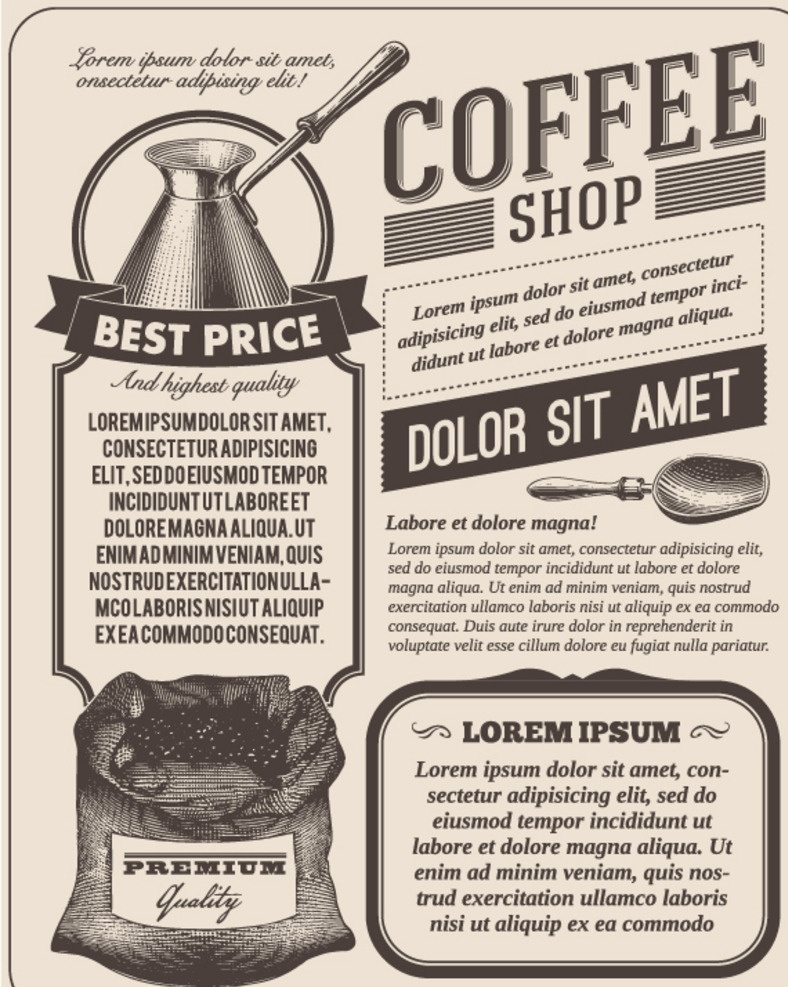 咖啡复古海报 咖啡 复古 海报 矢量 煮咖啡 报纸 菜单 咖啡豆 招贴 海报素材
