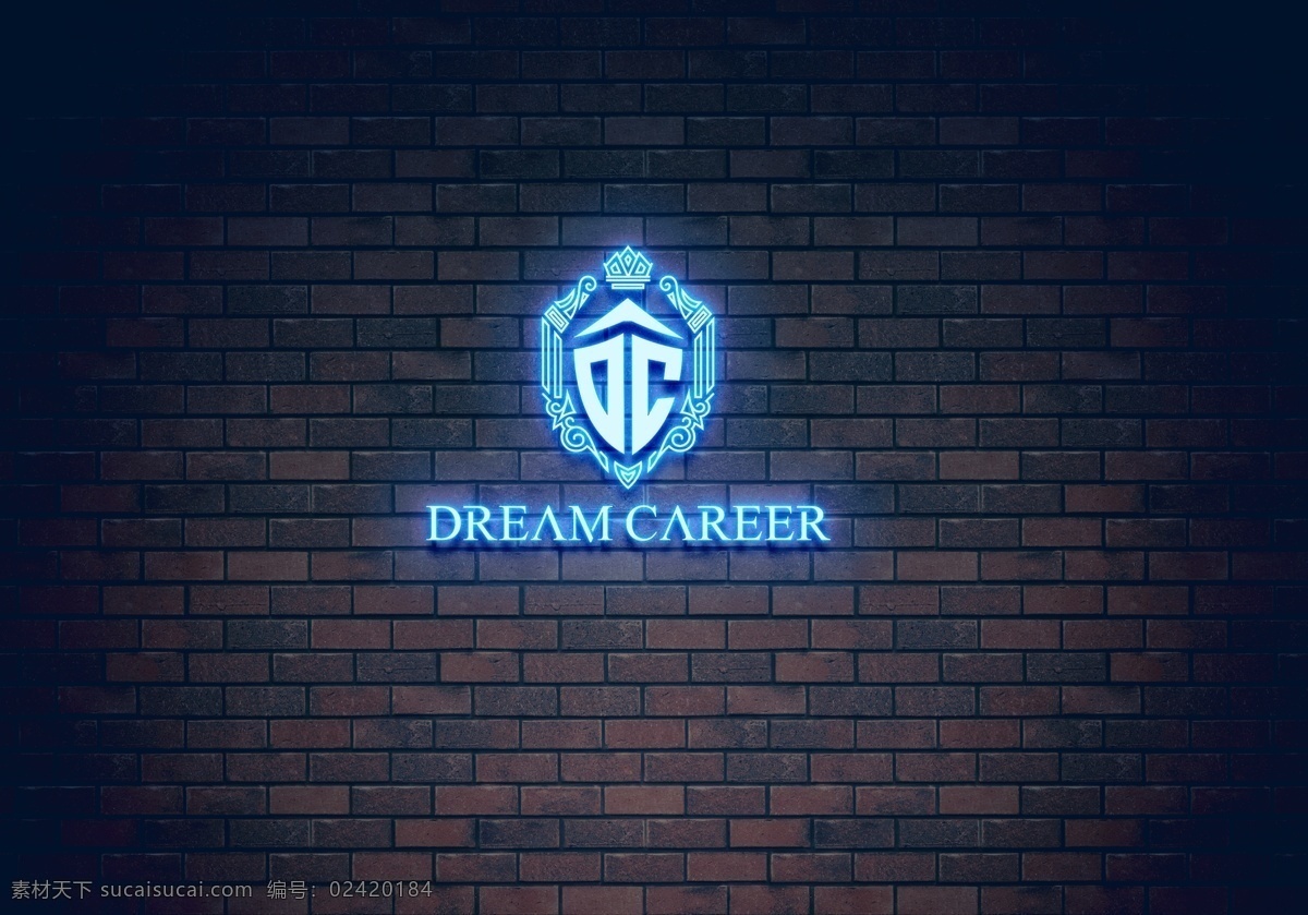 logo 效果图 发光 样机 墙面 logo设计