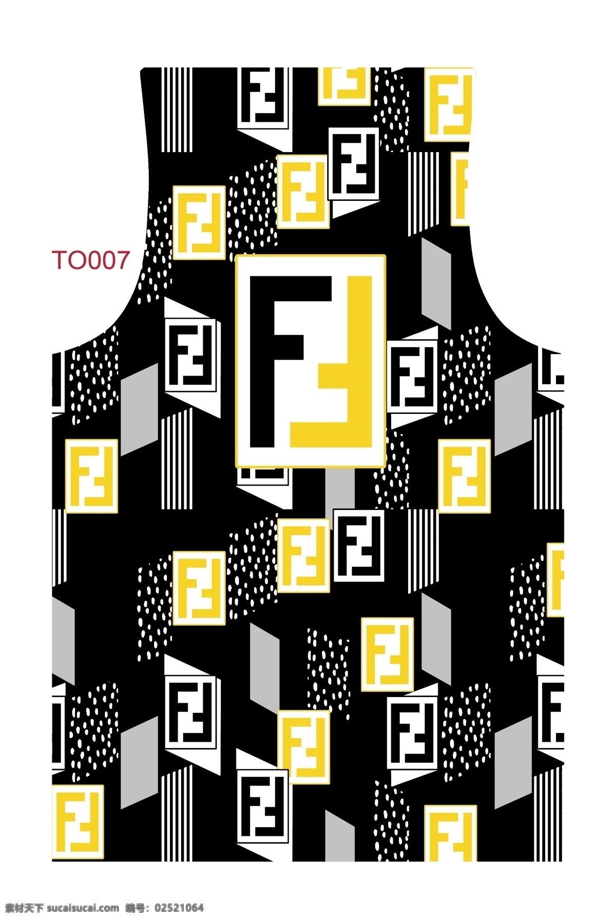 服装设计 fendi t恤 背心 底纹边框 条纹线条