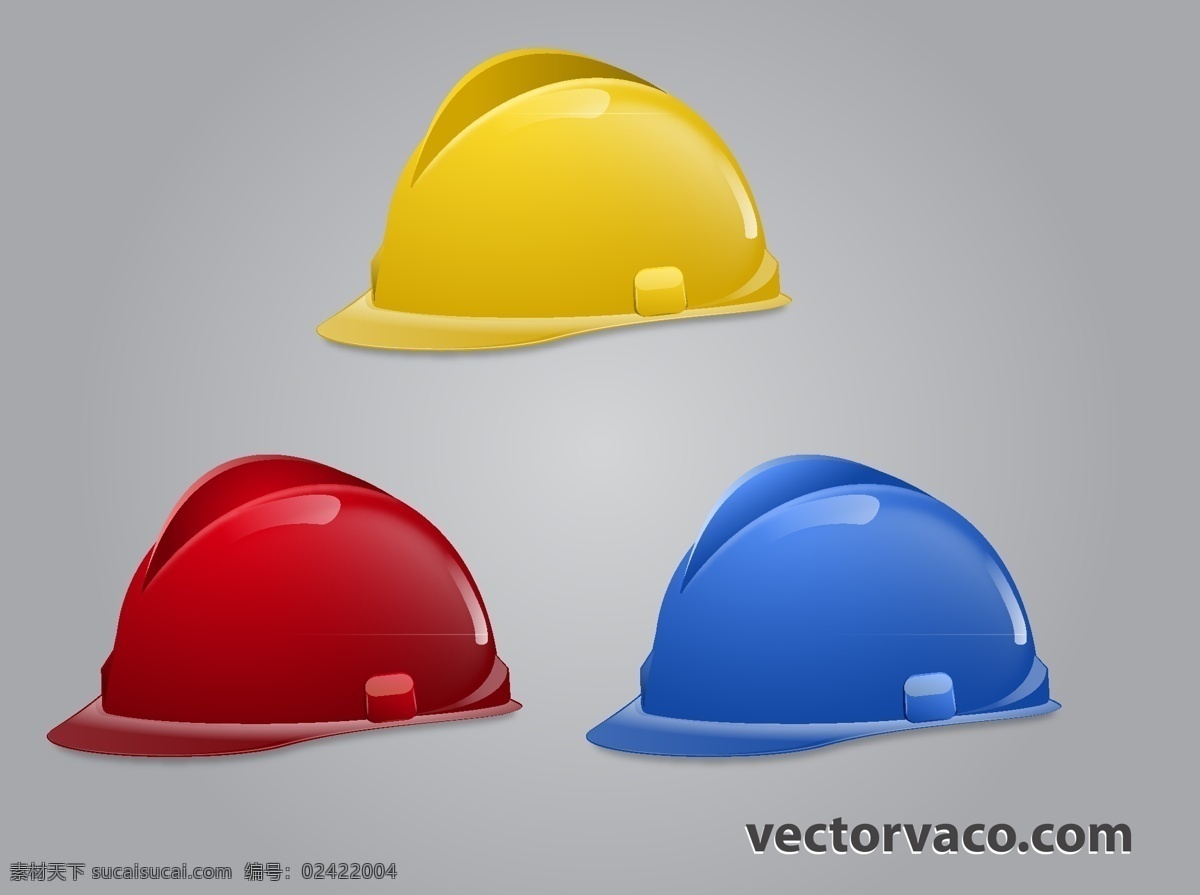 三个 不同 颜色 新建筑 帽子 矢量 包 建设的帽子 安全帽 头部 头盔 保护 安全 黄色
