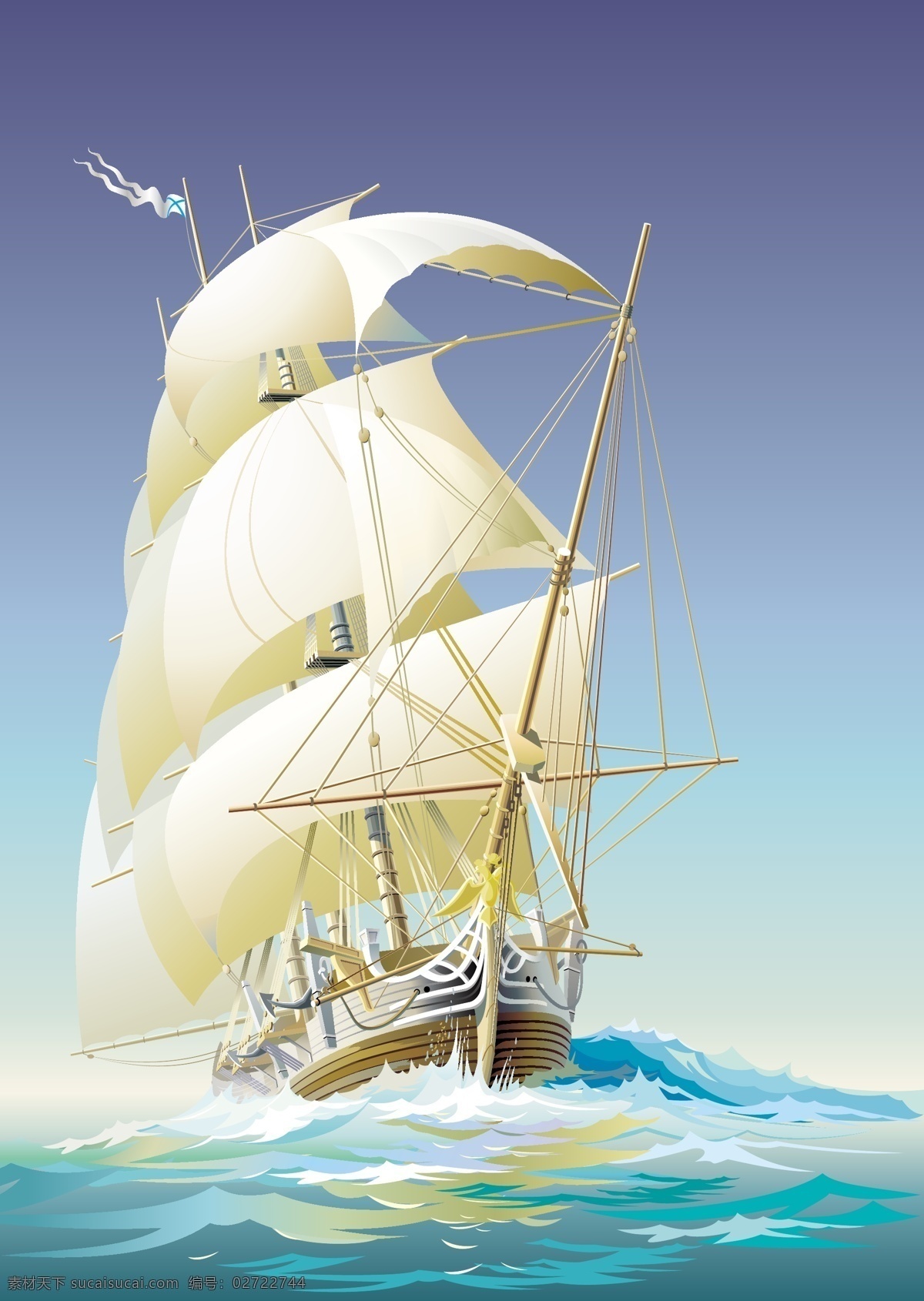 矢量 帆船 波涛汹涌 船 船只 大海 海 矢量帆船 矢量图