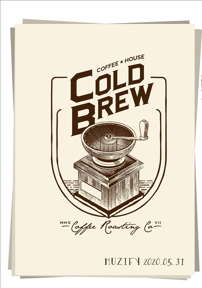 手 磨 咖啡机 广告画 手磨 咖啡豆 海报 素描 做旧 老式海报 画册海报