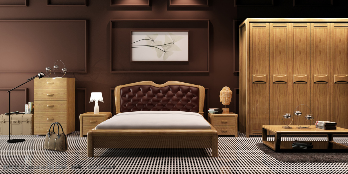实木家具 板式家具 家具效果图 家具设计 软包床 3d设计