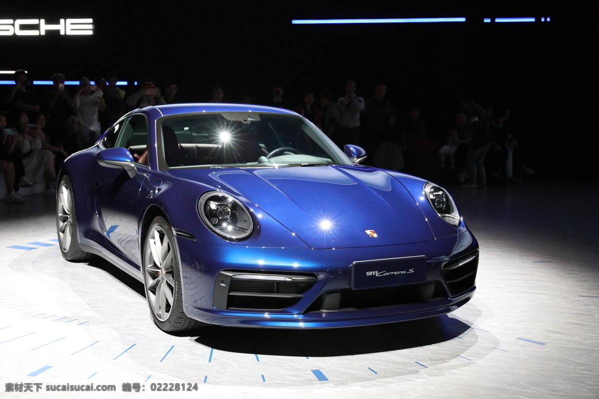 保时捷911 保时捷 蓝色 汽车 车展