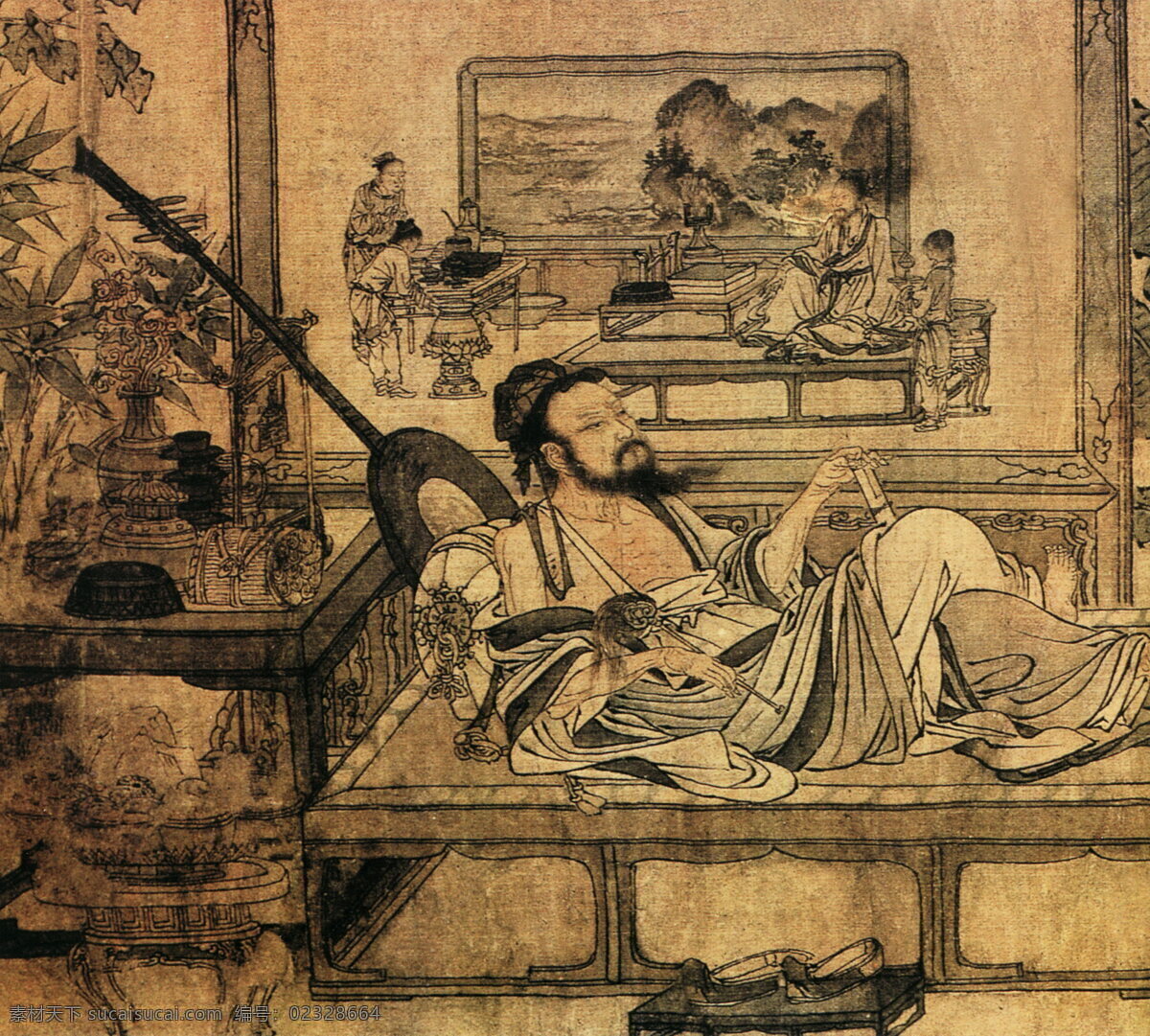 画 里 画外 工笔 古典 古画 绘画 人物画 水墨 中国画 画里画外 中华传世国画 中国画艺术 装饰素材 室内装饰用图