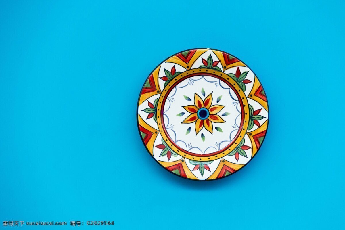 陶彩盘子 盘子 彩绘 陶彩 静物 花朵 文化艺术 美术绘画