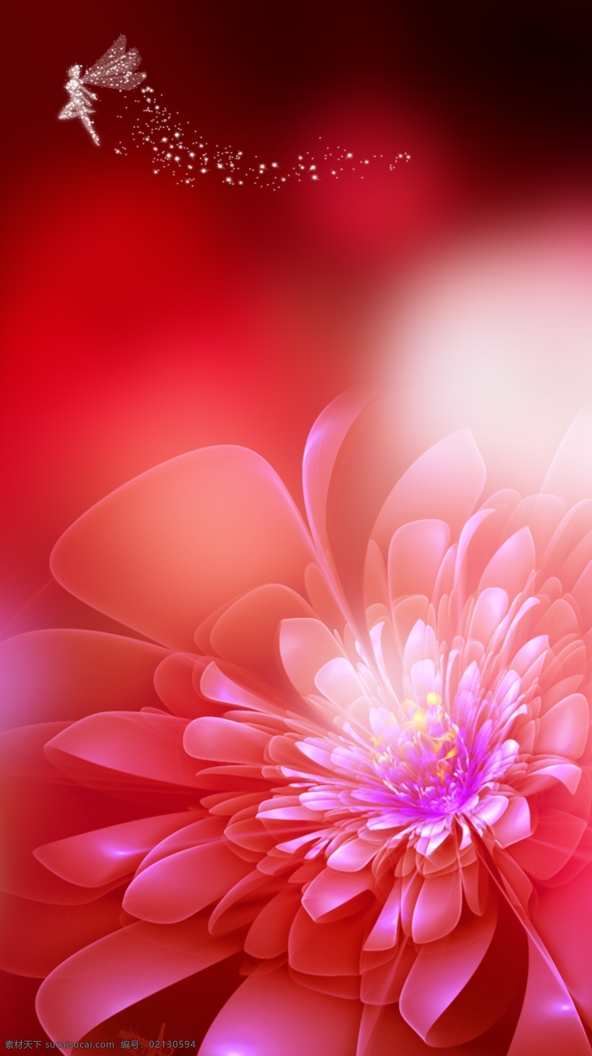 红色鲜花背景 红色背景 鲜花 梦幻 花仙子 分层 透底图 源文件 设计素材 海报 简约 简单